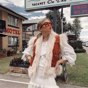 ~ Spell & the Gypsy Collective Joan Faux Fur Vest in Copper~